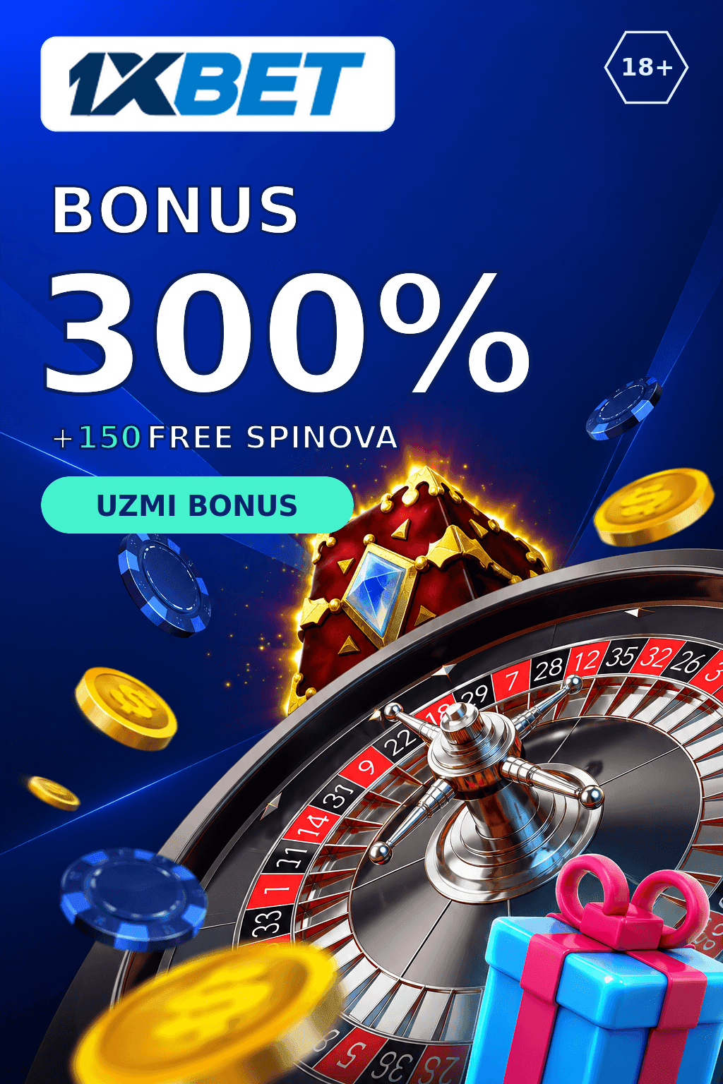 1xBet: 300% do 150.000 RSD + 150 besplatnih spinova